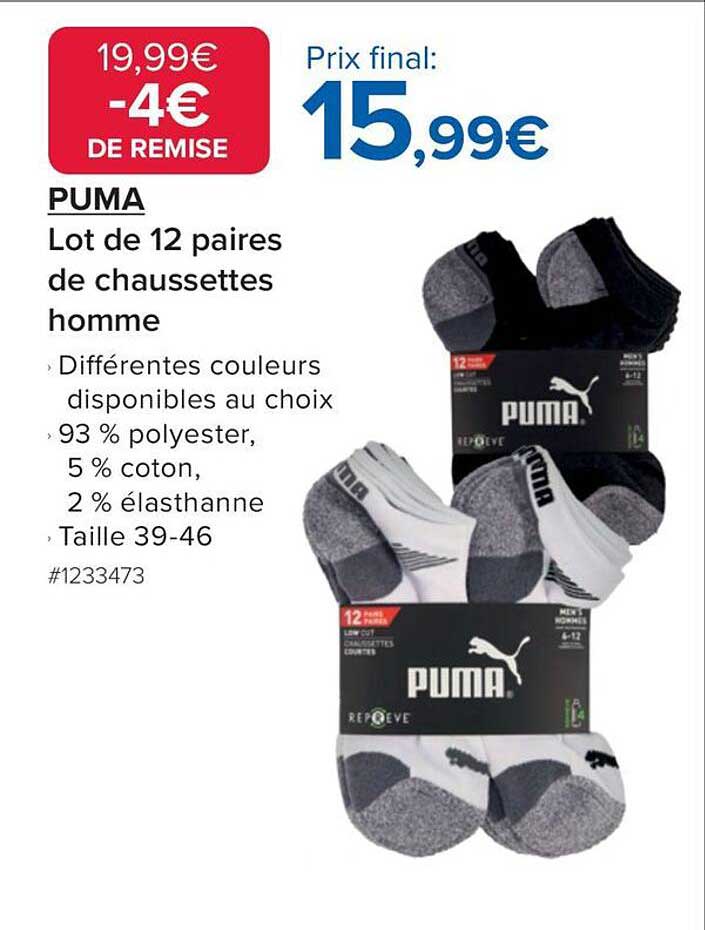 PUMA Lot de 12 paires de chaussettes homme