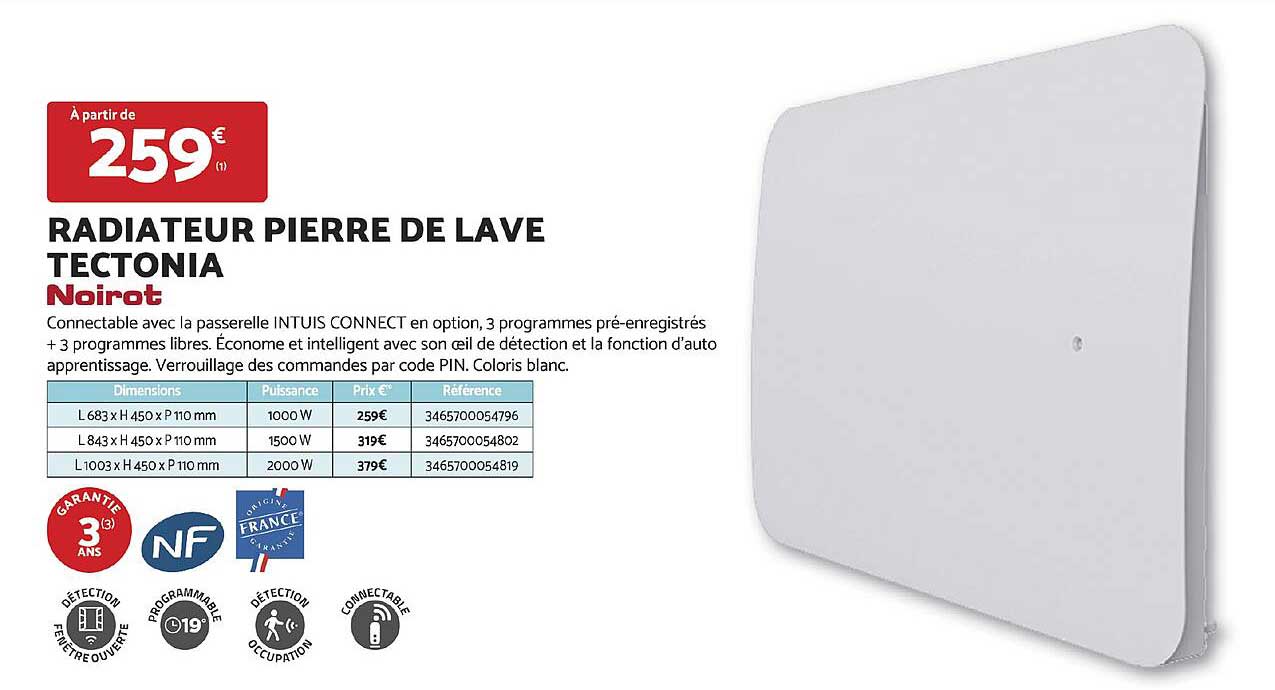 RADIATEUR PIERRE DE LAVE TECTONIA