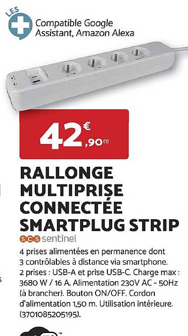 RALLONGE MULTIPRISE CONNECTÉE SMARTPLUG STRIP