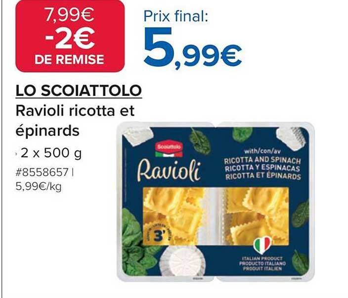 Ravioli ricotta et épinards