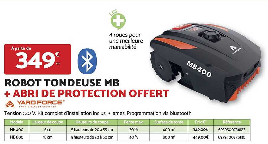 ROBOT TONDEUSE MB + ABRI DE PROTECTION OFFERT