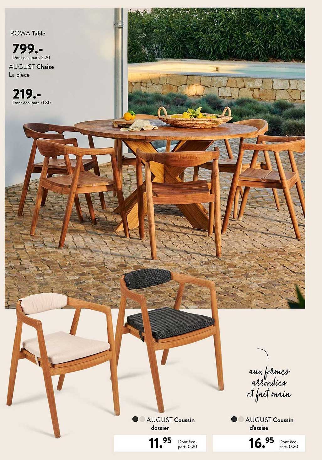 ROWA Table et AUGUST Chaise