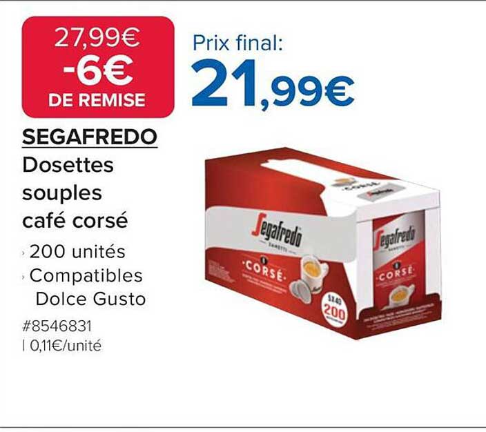 SEGAFREDO Dosettes souples café corsé