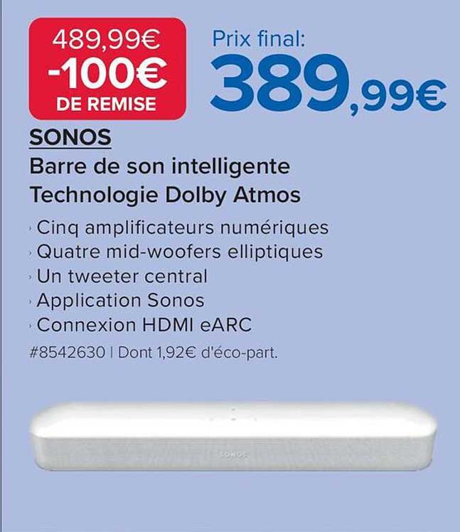 SONOS Barre de son intelligent Technologie Dolby Atmos
