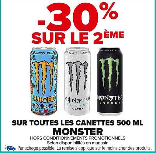 SUR TOUTES LES CANETTES 500 ML MONSTER