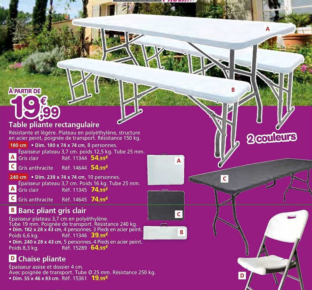 Table pliante rectangulaire
