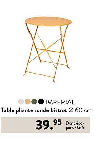 Table pliante ronde bistrot Ø 60 cm