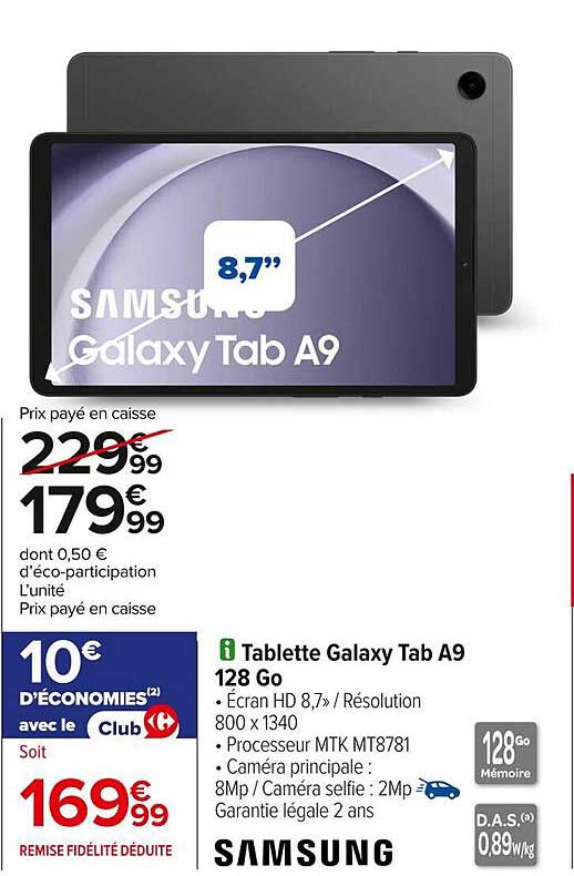 Tablette Galaxy Tab A9 128 Go