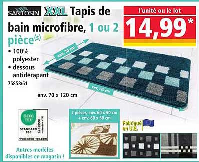 Tapis de bain microfibre, 1 ou 2 pièce(s)