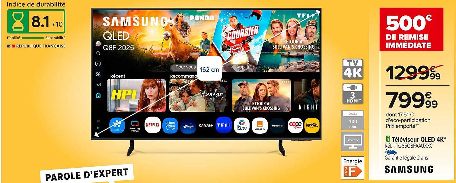 Téléviseur QLED 4K - 500€ de remise immédiate