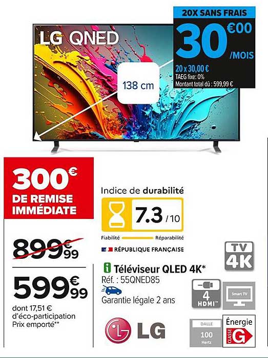 Téléviseur QLED 4K LG 138 cm