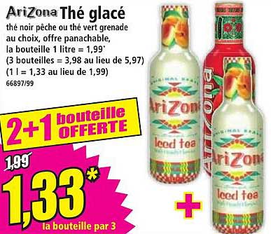 Thé glacé AriZona - 2+1 Bouteille OFFERTES