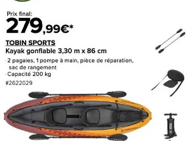 TOBIN SPORTS Kayak gonflable 3,30 m x 86 cm