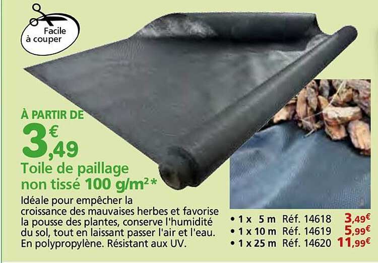 Toile de paillage non tissé 100 g/m²*
