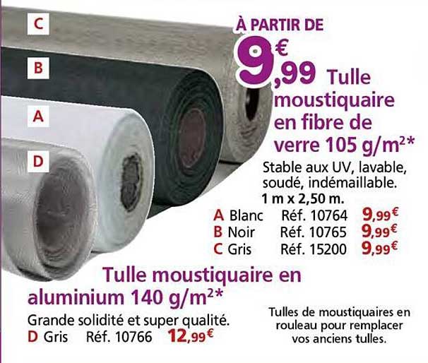 Tulle moustiquaire en fibre de verre 105 g/m² à partir de 9,99€
