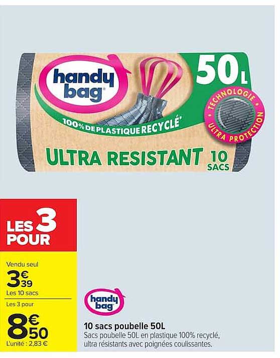 10 sacs poubelle 50L