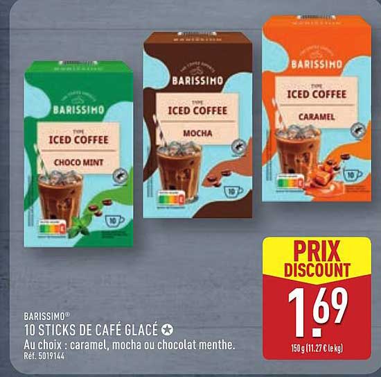 10 STICKS DE CAFÉ GLACÉ Au choix : caramel, mocha ou chocolat menthe.