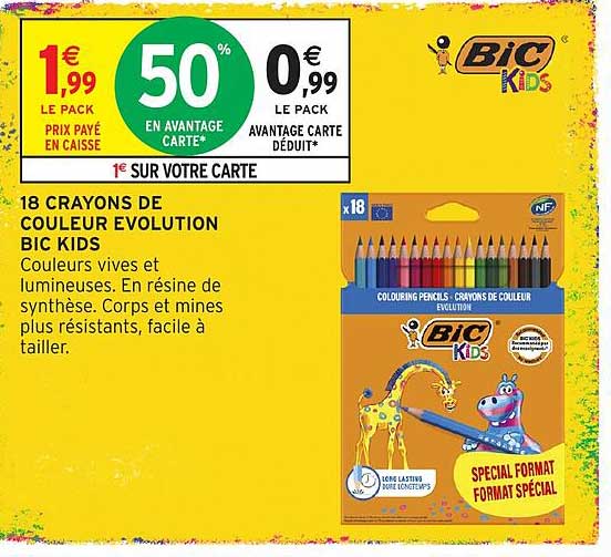 18 CRAYONS DE COULEUR EVOLUTION BIC KIDS