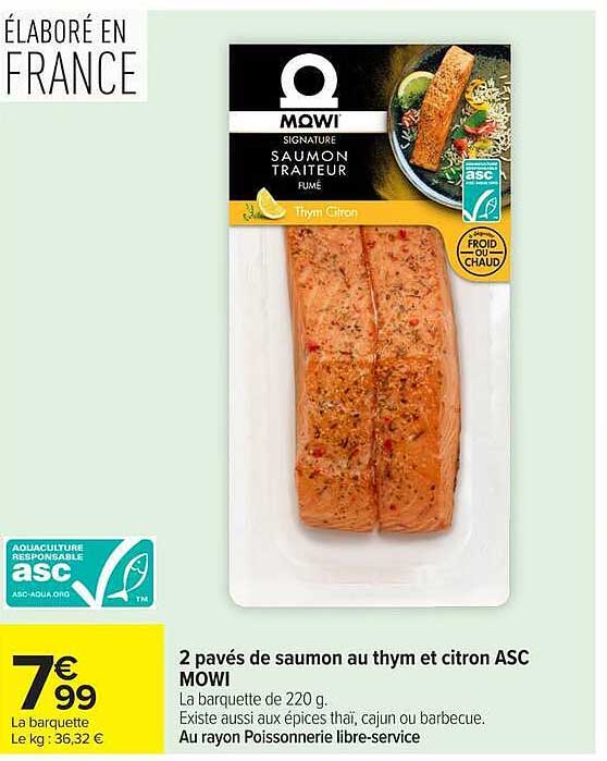 2 pavés de saumon au thym et citron ASC MOWI