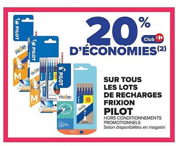 20% d’économies Club sur tous les lots de recharges FriXion Pilot