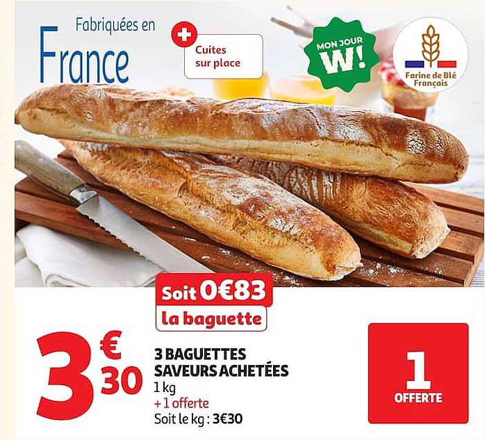 3 BAGUETTES SAVEURS ACHETÉES