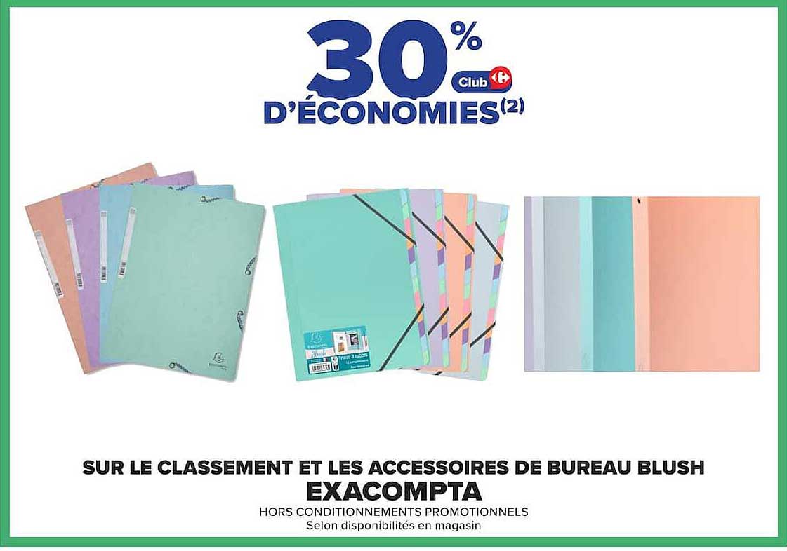 30% d'économies Club Carrefour sur le classement et les accessoires de bureau Blush Exacompta