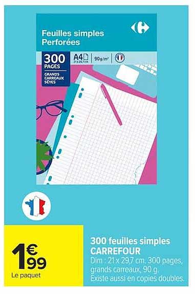 300 feuilles simples CARREFOUR