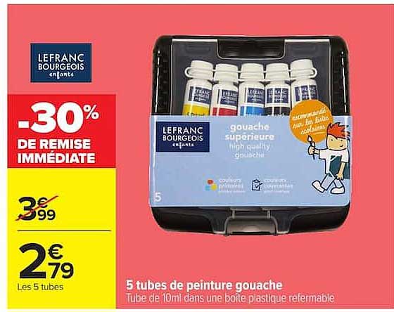 5 tubes de peinture gouache