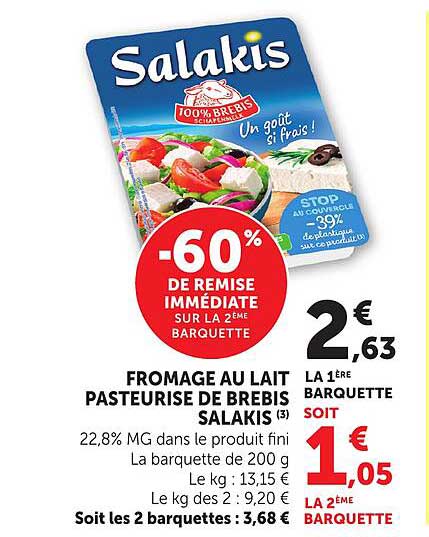 -60% DE REMISE IMMÉDIATE SUR LA 2ÈME BARQUETTE