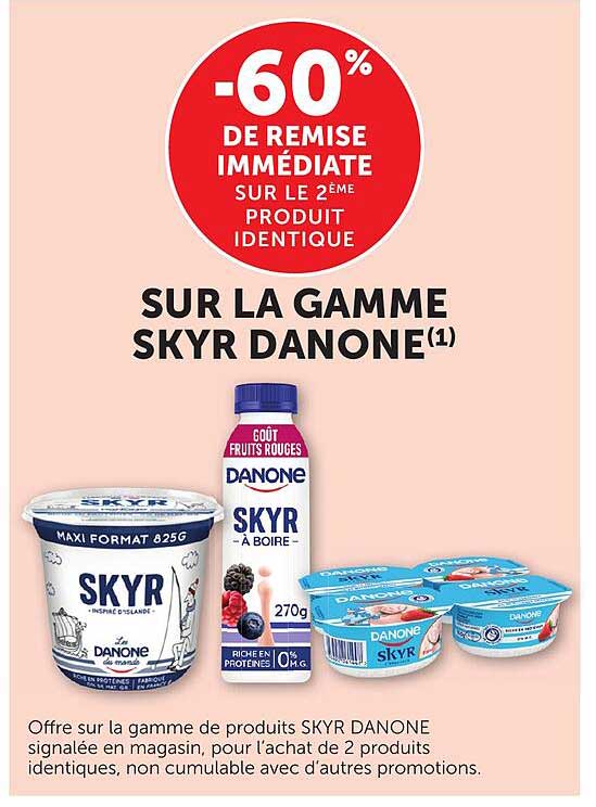 -60% DE REMISE IMMÉDIATE SUR LE 2ÈME PRODUIT IDENTIQUE SUR LA GAMME SKYR DANONE