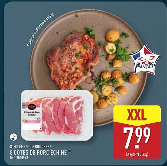 8 CÔTES DE PORC ÉCHINE (D)