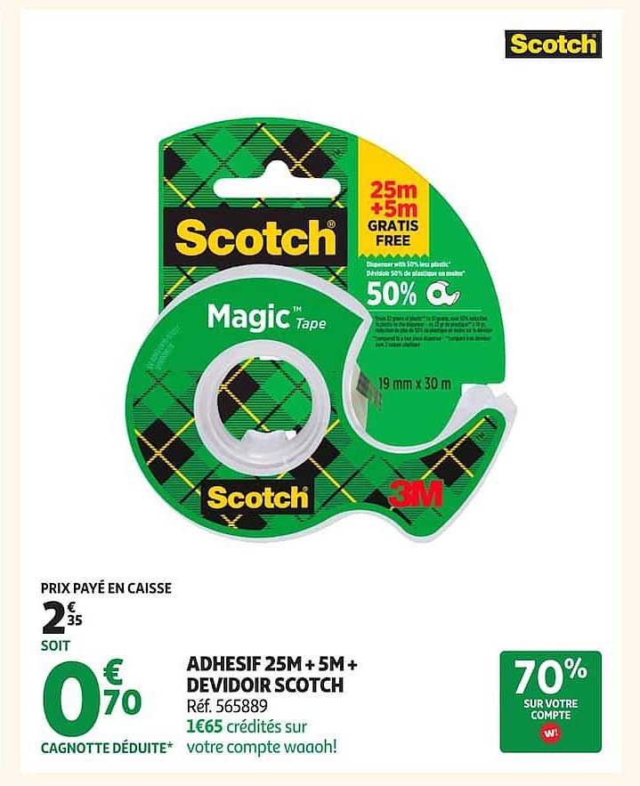 ADHESIF 25M + 5M + DEVIDOIR SCOTCH