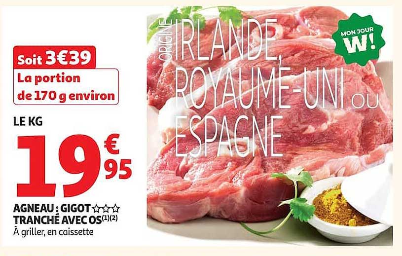 AGNEAU : GIGOT TRANCHÉ AVEC OS