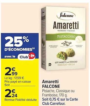 Amaretti FALCONE Pistache, Classique ou Framboise, 170 g.