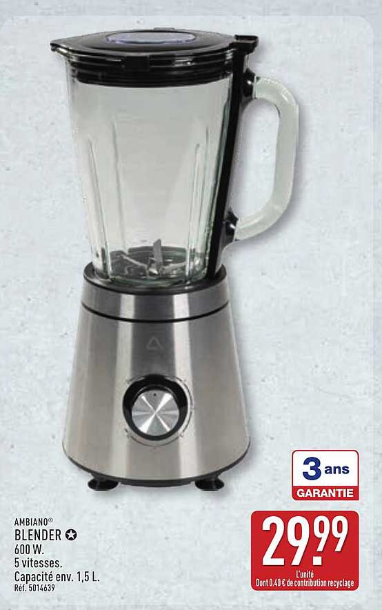 AMBIANO® BLENDER 600 W. 5 vitesses. Capacité env. 1,5 L. Réf. 5014639