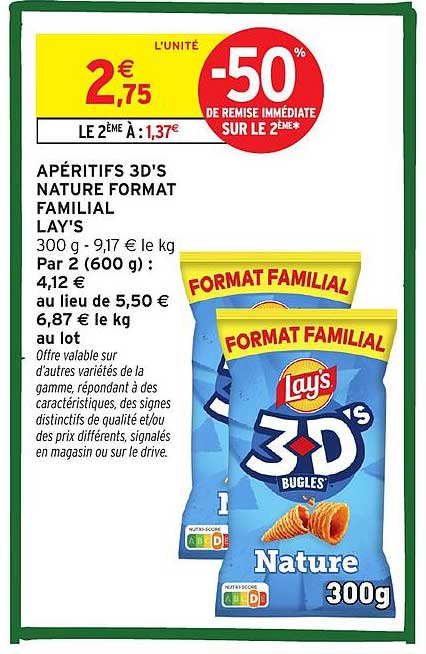 APÉRITIFS 3D'S NATURE FORMAT FAMILIAL LAY'S