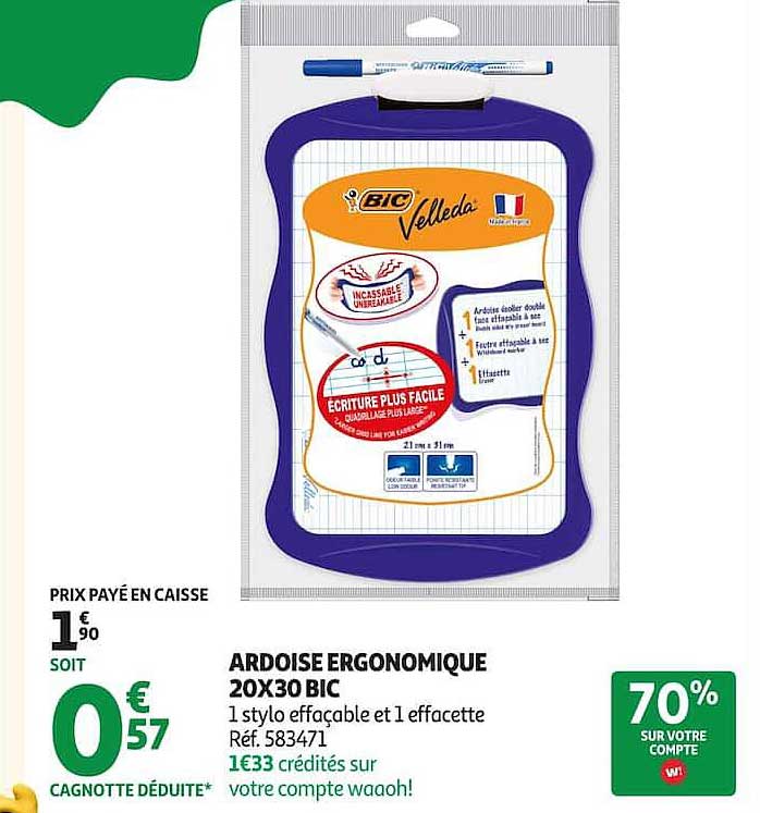 ARDOISE ERGONOMIQUE 20X30 BIC
