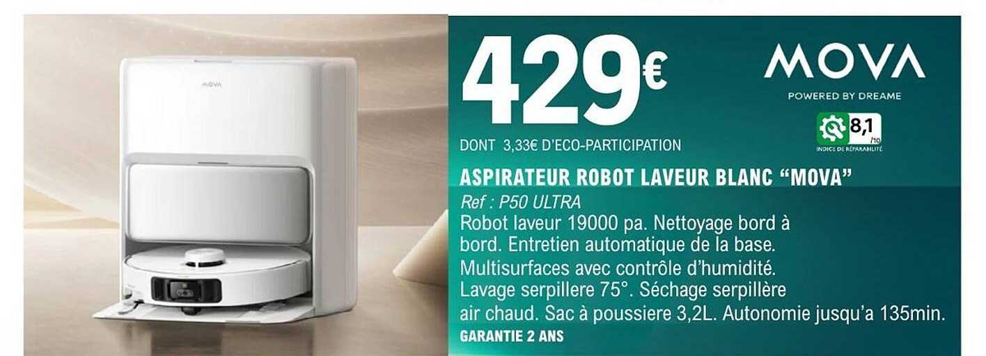 ASPIRATEUR ROBOT LAVEUR BLANC “MOVA”