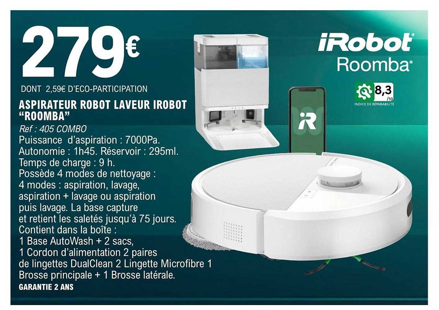 ASPIRATEUR ROBOT LAVEUR IROBOT “ROOMBA”