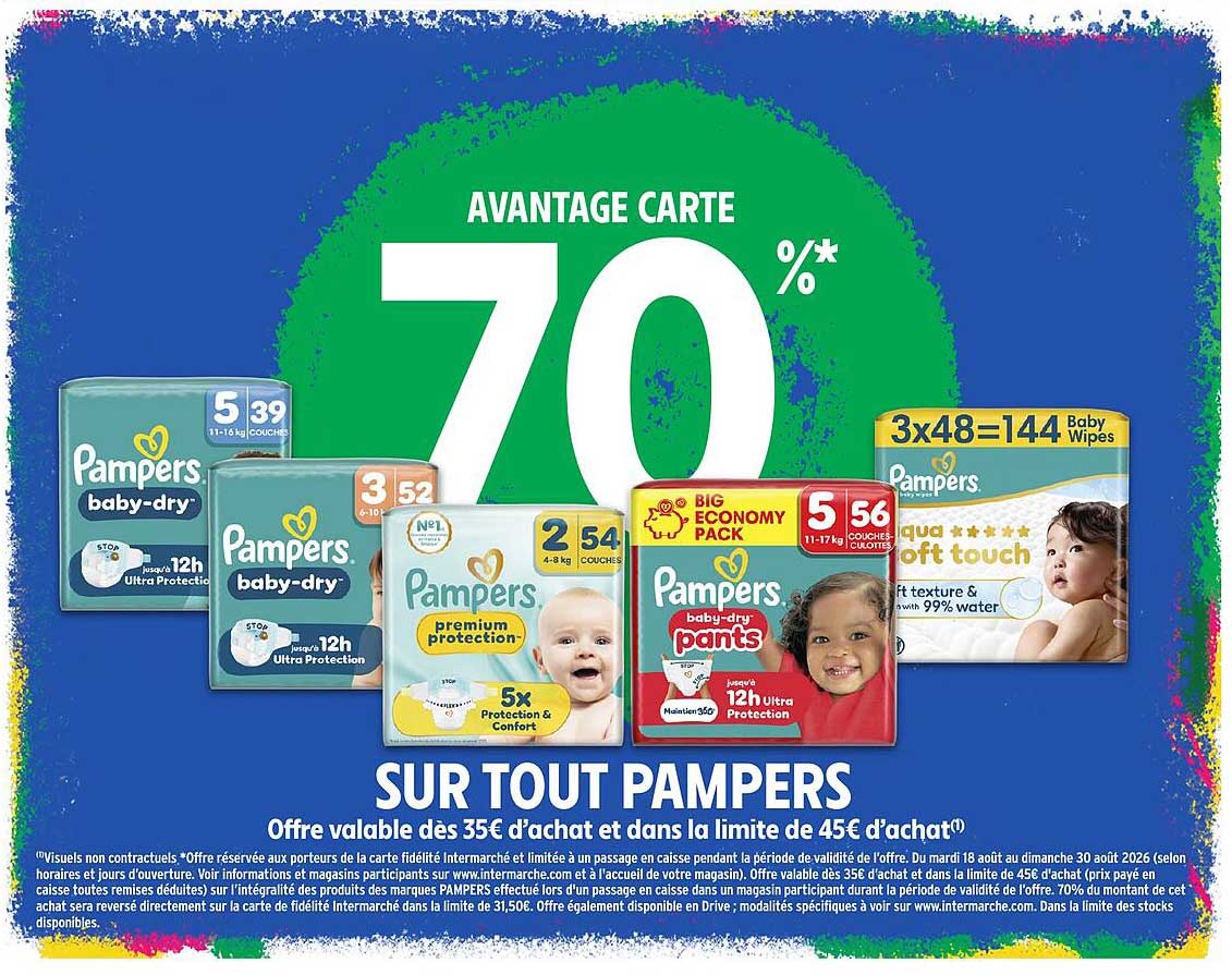 AVANTAGE CARTE 70 % SUR TOUT PAMPERS