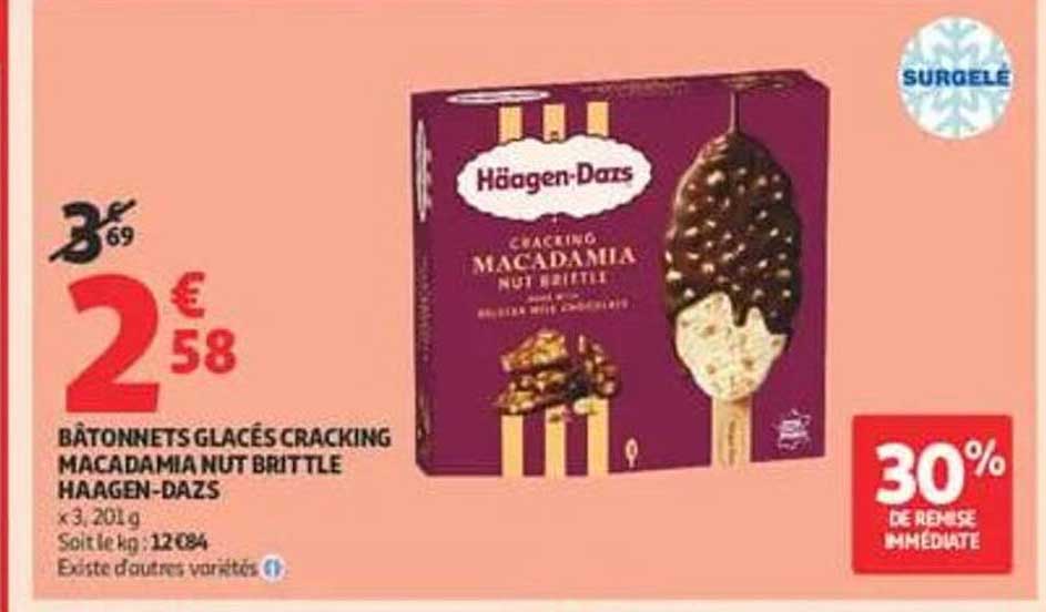 BÂTONNETS GLACES CRACKING MACADAMIA NUT BRITTLE HAAGEN-DAZS