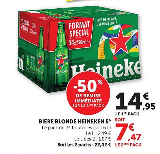 BIERE BLONDE HEINEKEN 5°