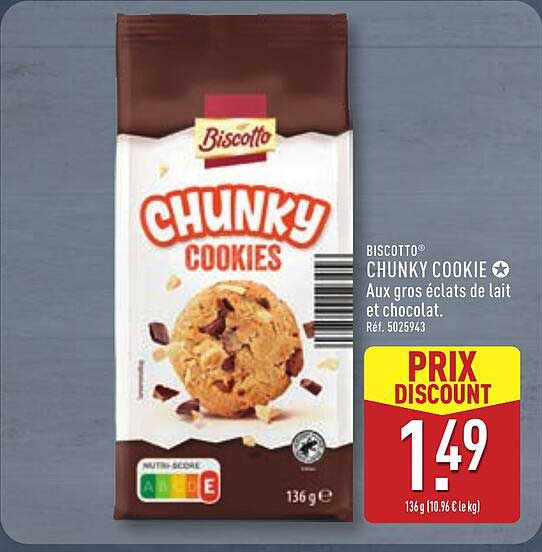 BISCOTTO® CHUNKY COOKIE Aux gros éclats de lait et chocolat.