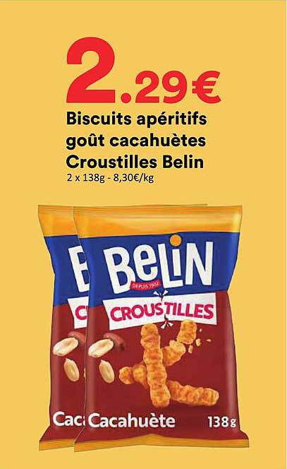Biscuits apéritifs goût cacahuètes Croustilles Belin