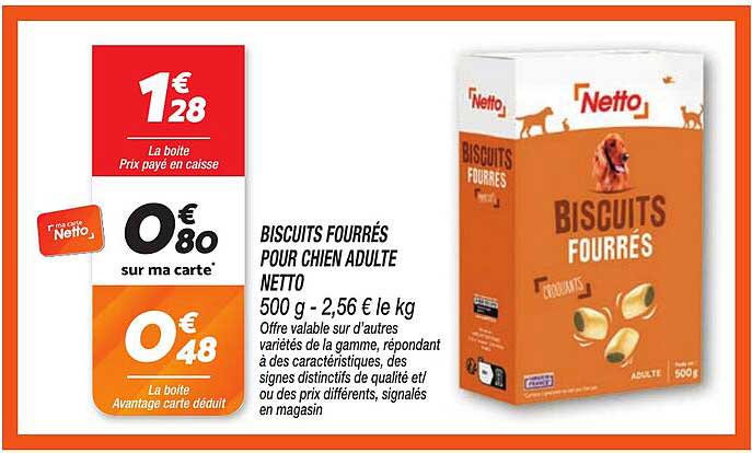 BISCUITS FOURRÉS POUR CHIEN ADULTE NETTO