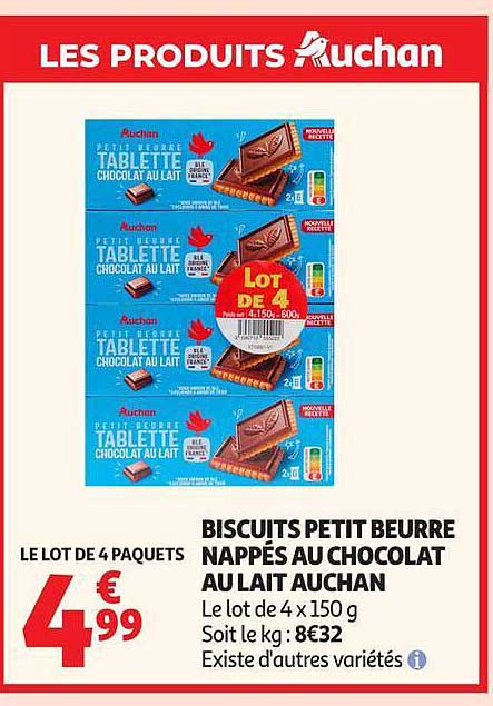 BISCUITS PETIT BEURRE NAPPÉS AU CHOCOLAT AU LAIT AUCHAN