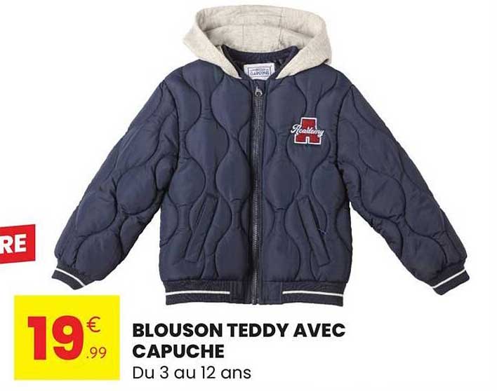 BLOUSON TEDDY AVEC CAPUCHE