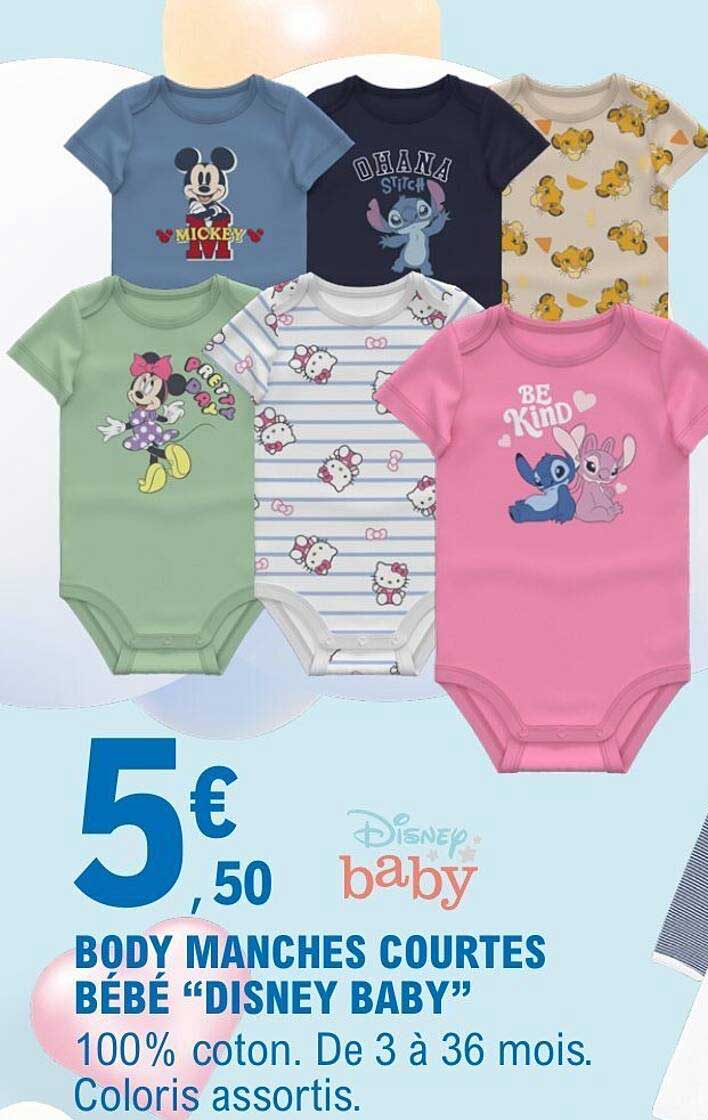 BODY MANCHES COURTES BÉBÉ “DISNEY BABY”