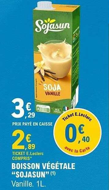 BOISSON VÉGÉTALE “SOJASUN” (1) Vanille. 1L.