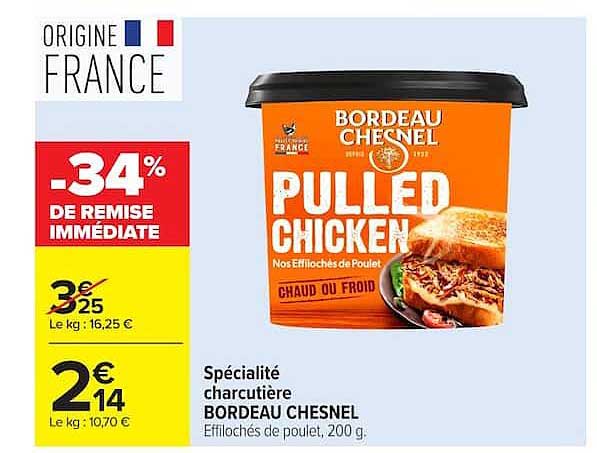 BORDEAU CHESNEL Effilochés de poulet, 200 g